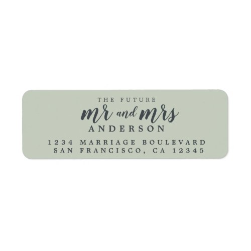 Future Mr Mrs Pastel Green Wedding Return Address Label