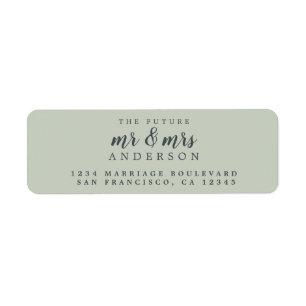 Future Mr Mrs Pastel Green Wedding Return Address Label