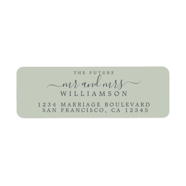 Future Mr Mrs Pastel Green Wedding Return Address Label (Front)
