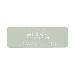 Future Mr Mrs Pastel Green Wedding Return Address Label