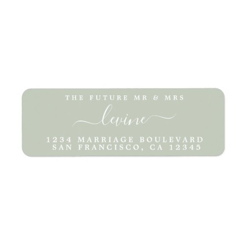 Future Mr Mrs Pastel Green Wedding Return Address Label