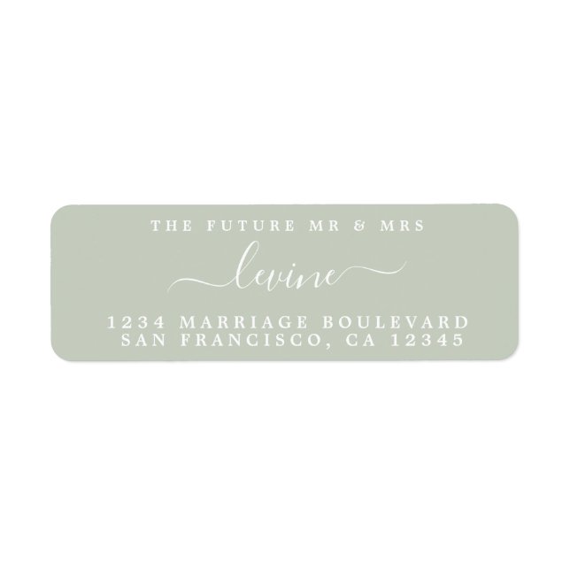 Future Mr Mrs Pastel Green Wedding Return Address Label (Front)