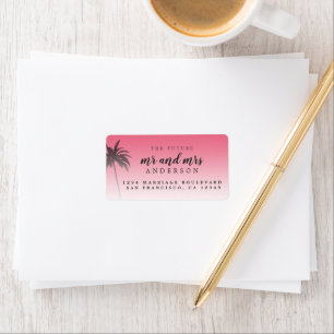 Future Mr Mrs Pink Beach Wedding Return Address Label