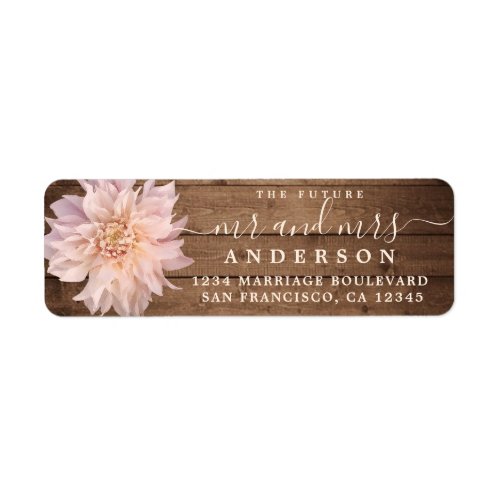 Future Mr Mrs Pink Dahlia Flower Return Address Label