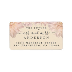 Future Mr Mrs Pink Floral Dahlia Wedding Address Label