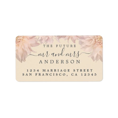 Future Mr Mrs Pink Floral Dahlia Wedding Address Label