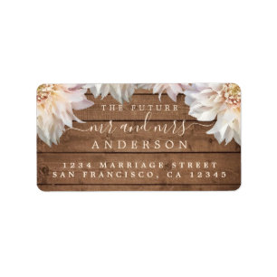 Future Mr Mrs Pink Floral Wood Wedding Address Lab Label