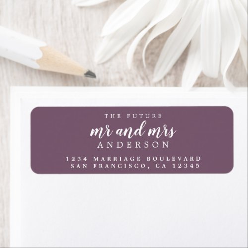 Future Mr Mrs Purple Wedding Return Address Label