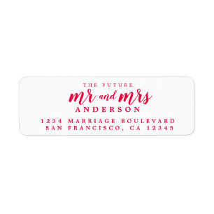 Future Mr Mrs Red Ink Script Return Address Label