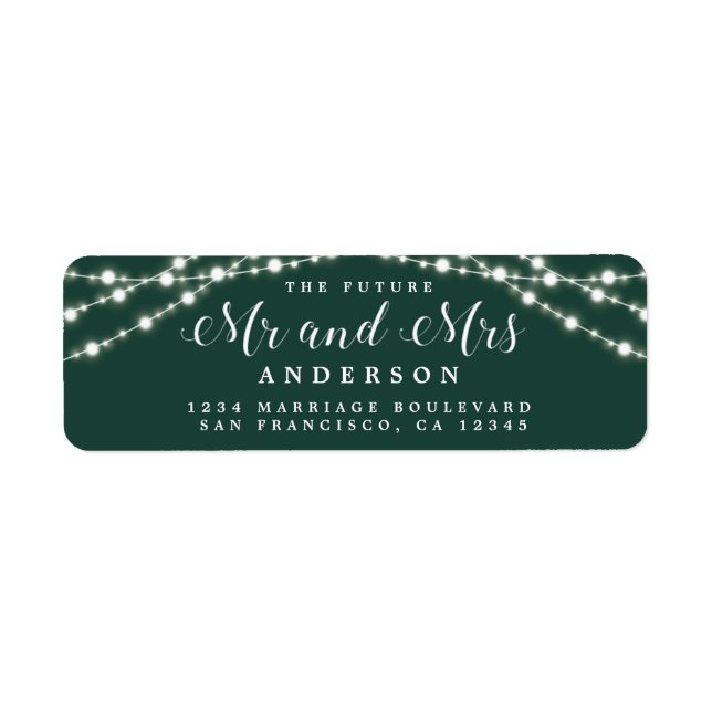 Future Mr Mrs Rustic Lights Wedding Return Address Label (Front)