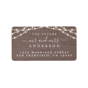 Future Mr Mrs Rustic Wood Lights Wedding Address Label
