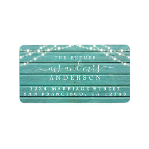 Future Mr Mrs Rustic Wood Lights Wedding Address Label