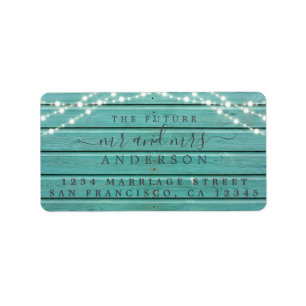 Future Mr Mrs Rustic Wood Lights Wedding Address Label