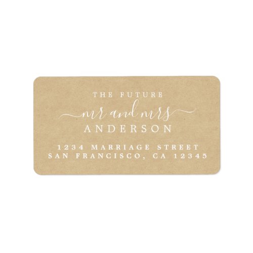 Future Mr Mrs Script Kraft Paper Wedding Address Label