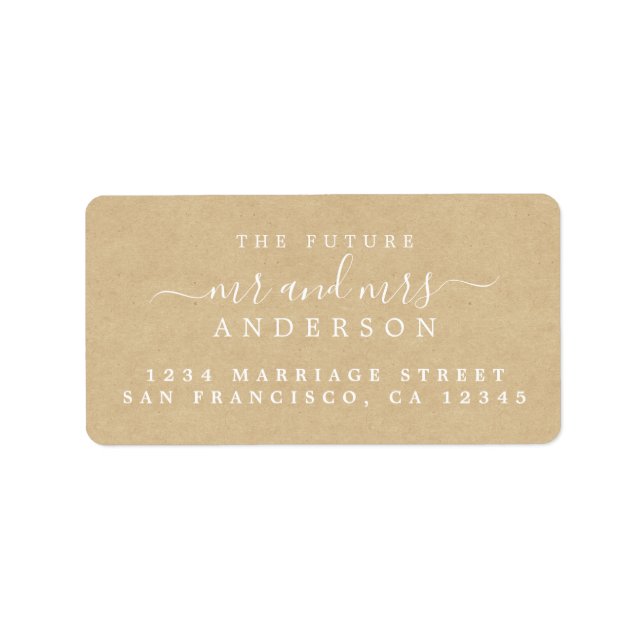 Future Mr Mrs Script Kraft Paper Wedding Address Label (Front)