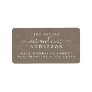 Future Mr Mrs Script Kraft Paper Wedding Address Label