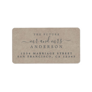 Future Mr Mrs Script Kraft Paper Wedding Address Label