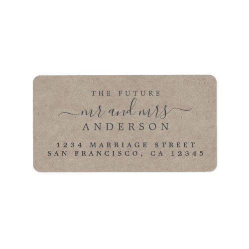 Future Mr Mrs Script Kraft Paper Wedding Address Label