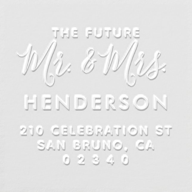 Future Mr & Mrs Script Modern Name Return Address Embosser (Design)