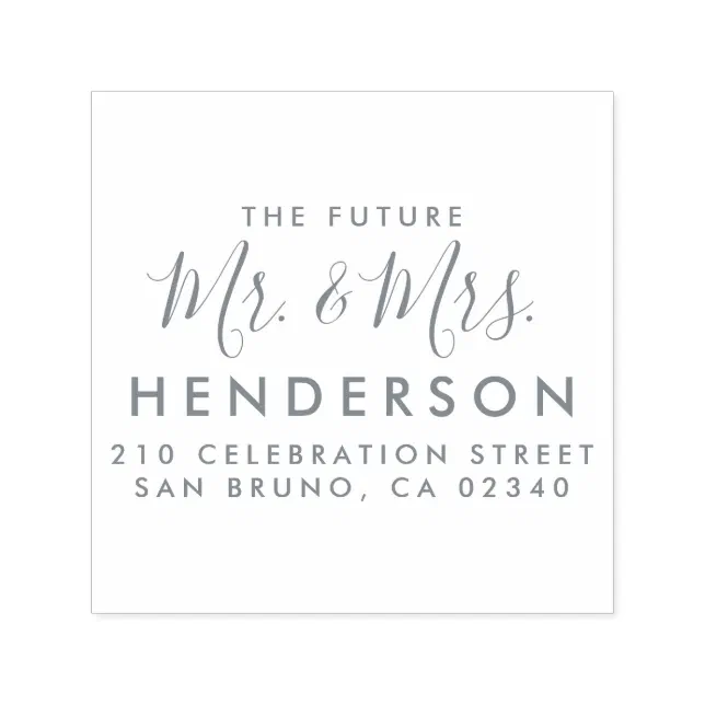 Future Mr & Mrs Script Modern Name Return Address Self-inking Stamp ...