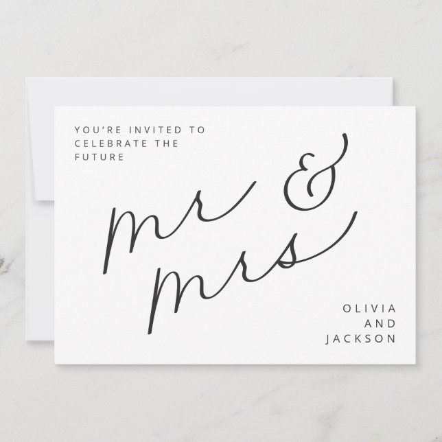 Future Mr & Mrs Script Photo B/W Save the Date  (Front)