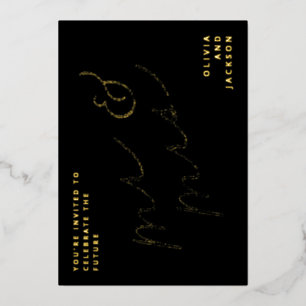 Future Mr & Mrs Script Photo Save the Date Foil Invitation