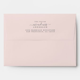 Future Mr Mrs Script Pink Wedding Return Address Envelope | Zazzle