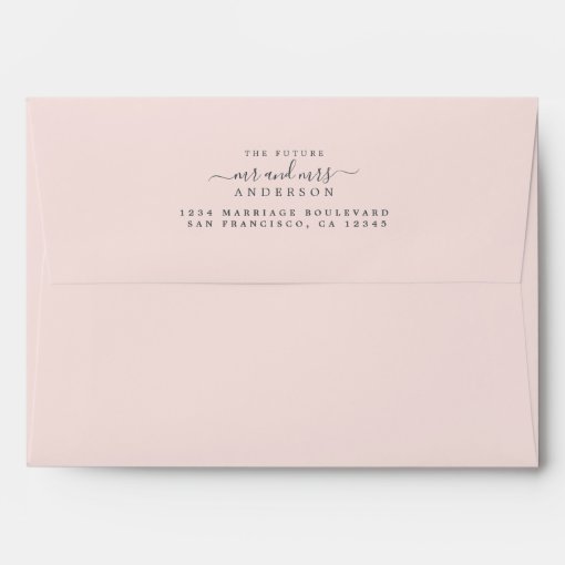 Future Mr Mrs Script Pink Wedding Return Address Envelope | Zazzle
