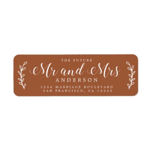 Future Mr Mrs Script TerraCotta Return Address Label