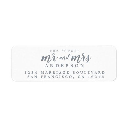 Future Mr Mrs Silver Ink Script Return Address Label