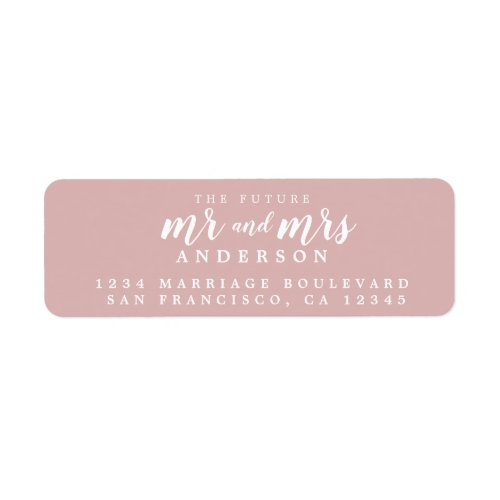 Future Mr Mrs Silver Pink Wedding Return Address Label
