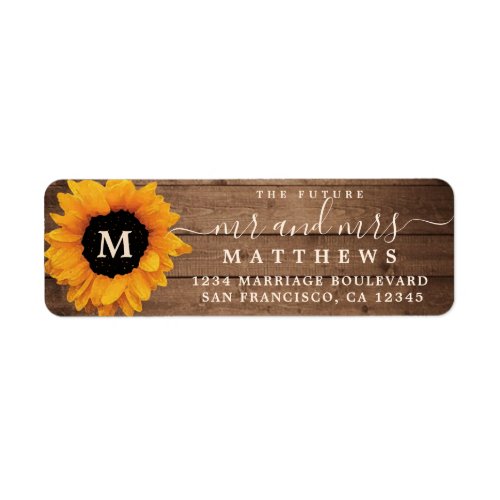 Future Mr Mrs Sunflower Monogram Return Address Label