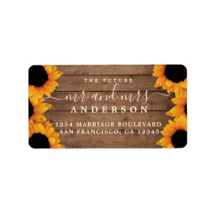 Future Mr Mrs Sunflower Wedding Return Address Label