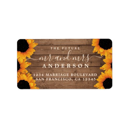 Future Mr Mrs Sunflower Wedding Return Address Label