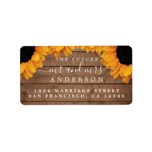 Future Mr Mrs Sunflower Wedding Return Address Label