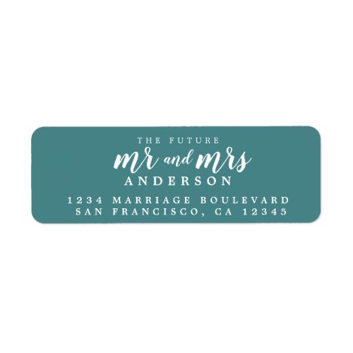 Future Mr Mrs Teal Wedding Return Address Label