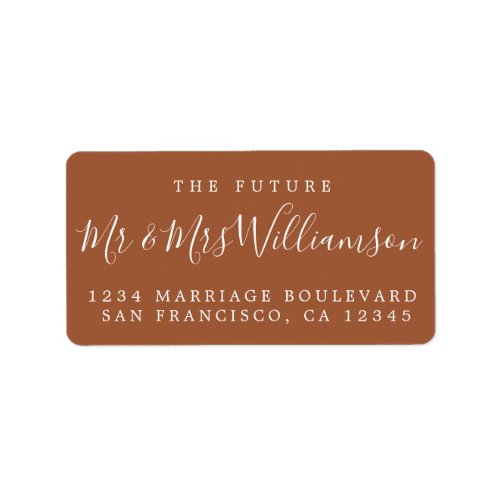 Future Mr Mrs TerraCotta Wedding Return Address Label