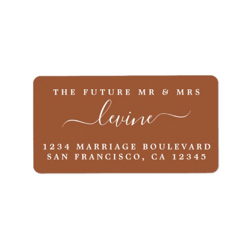 Future Mr Mrs TerraCotta Wedding Return Address Label