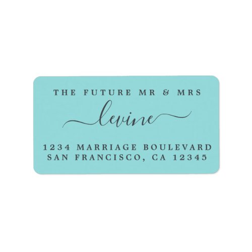 Future Mr Mrs Turquoise Wedding Return Address Label