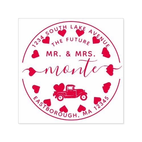 Future Mr  Mrs Vintage Truck 5 L Return Address Self_inking Stamp