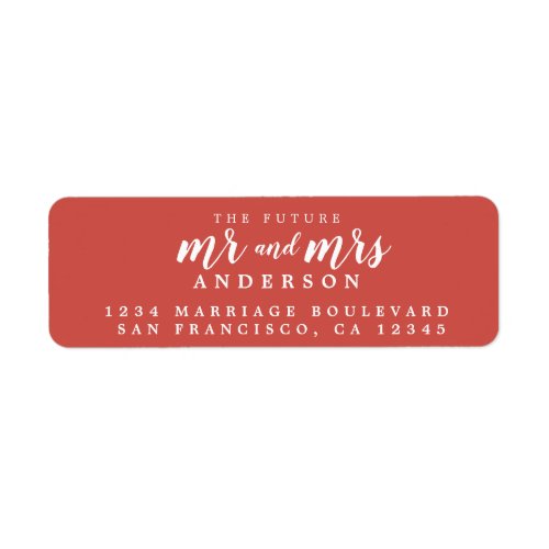 Future Mr Mrs Warm Red Wedding Return Address Label
