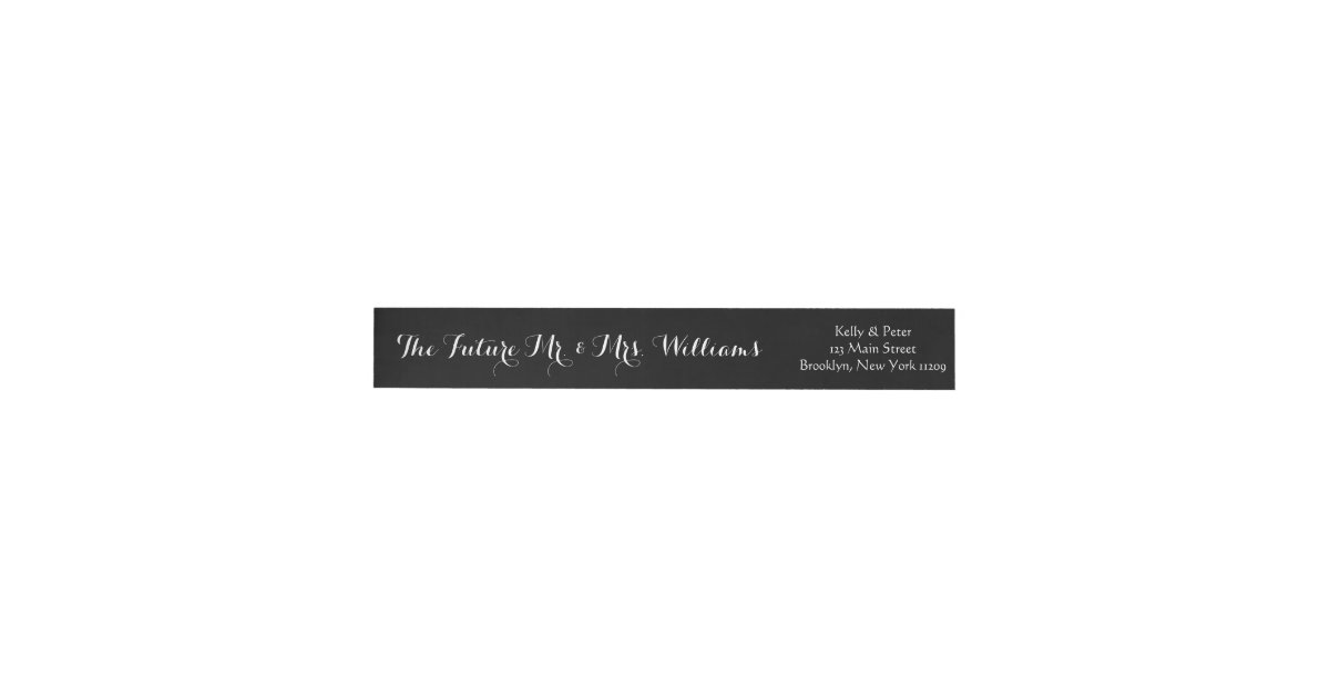Future Mr. & Mrs. Wedding Envelope Black and White Wrap Around Label |  Zazzle