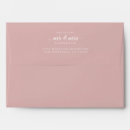 Future Mr Mrs Wedding Pink Return Address Envelope