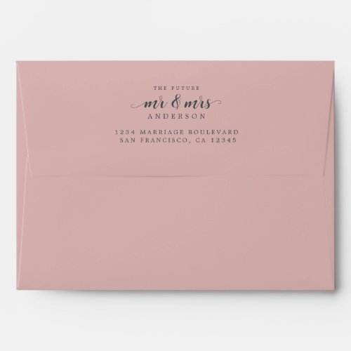 Future Mr Mrs Wedding Pink Return Address Envelope