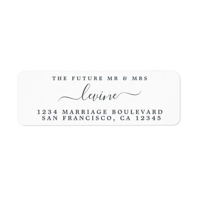 Future Mr Mrs Wedding Return Address Label (Front)