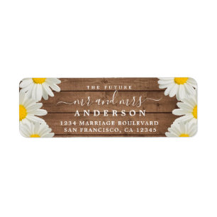 Future Mr Mrs White Daisies Wedding Return Address Label