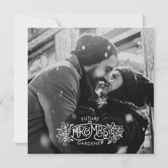 Future Mr & Mrs winter engagement mistletoe Announcement (Front)