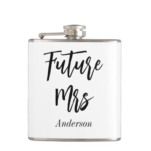 Future Mrs Black White Bachelorette Flask