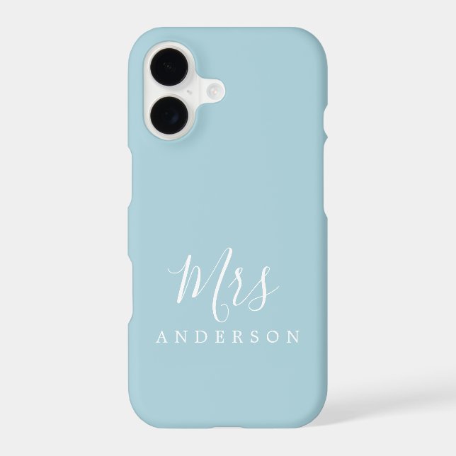 Future Mrs Blue Glow Chic Script Bride Gift Iphone Case (Back)