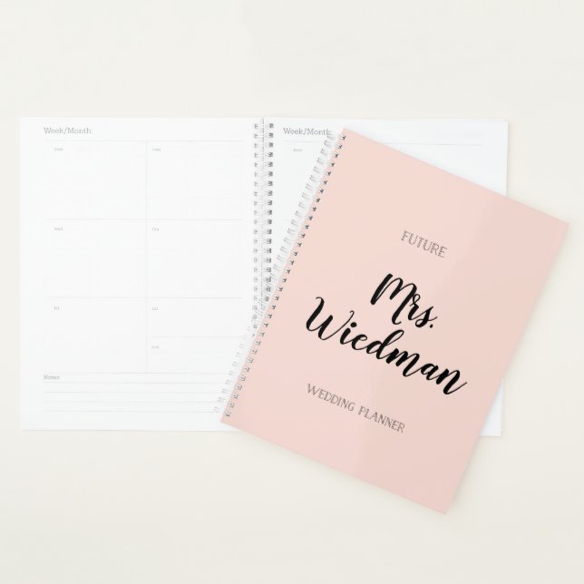 Future Mrs. Blush and Black Script Wedding Planner (Display)